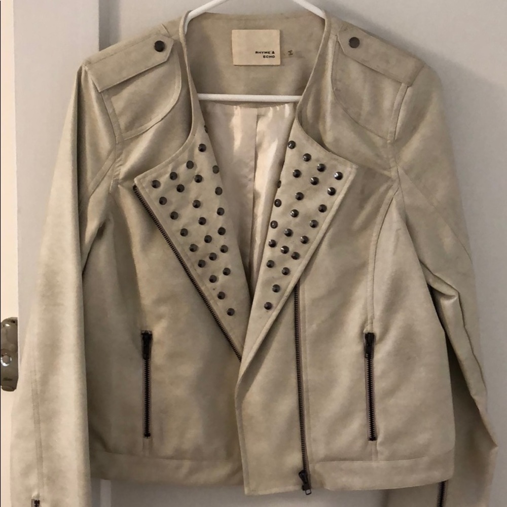 Rhyme & Echo White Leather Jacket